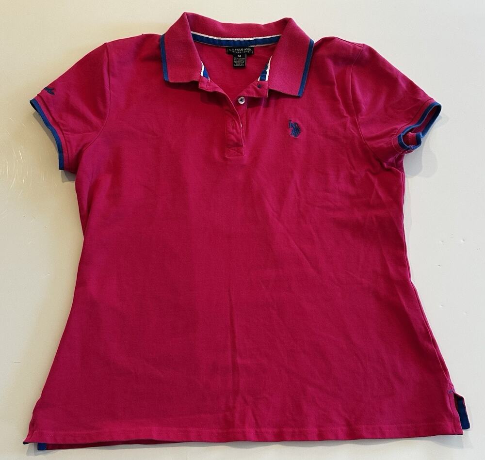 U.S Polo Assn Womens Pink Polo TShirt Size L